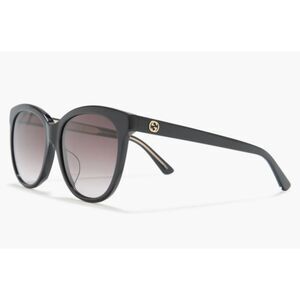 Gucci 58mm Round Cat Eye Sunglasses Black Gold